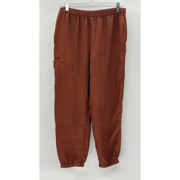Theory Pants Jogger Women Size Small Copper Brown Satin Pull On - Picture 1 of 8